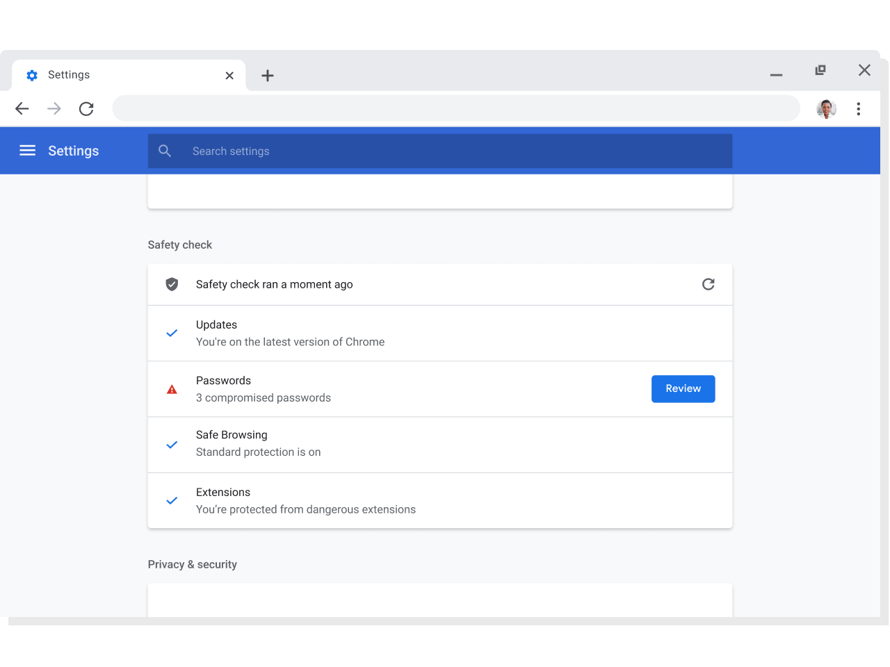 Chrome-Browserfenster mit Konto- und Synchronisierungseinstellungen für Google-Konten und mit aktivierter Synchronisierung.