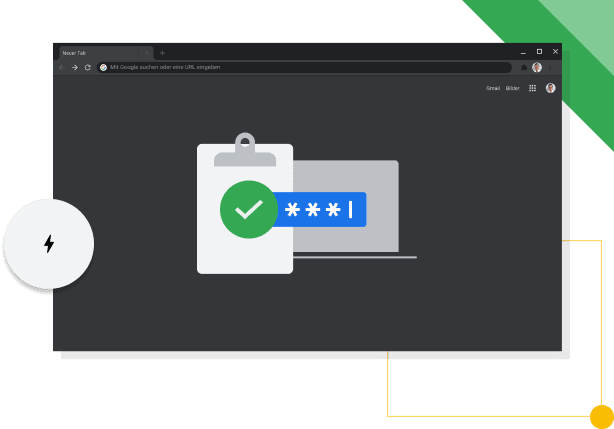 Chrome-Browserfenster im dunklen Modus mit dem Google-Produktivitätssymbol.