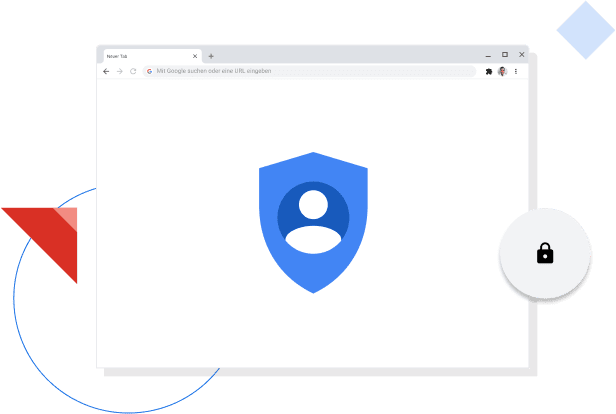 Chrome-Browserfenster mit dem Google-Datenschutzsymbol.