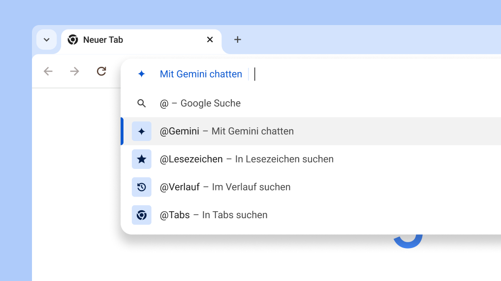 Über die Adressleiste mit Gemini chatten