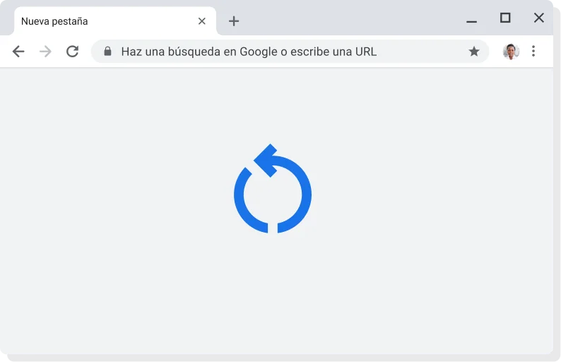 IU de Chrome con ícono de actualización.