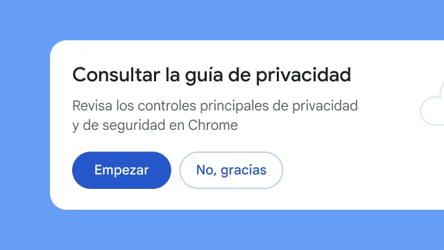 Un módulo aislado donde se pregunta a los usuarios si quieren consultar la Guía de privacidad.