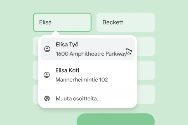 Automaattisella täytöllä käyttäjä voi lisätä nimensä ja osoitteensa heti lomakkeelle.