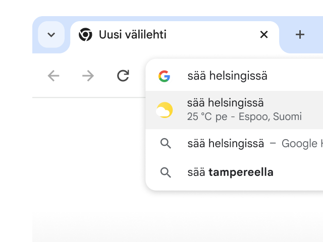Käyttäjä kirjoitti Chromen osoitepalkkiin 