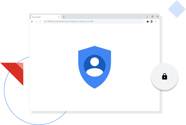 Fenêtre du navigateur Chrome affichant l'icône de confidentialité Google.