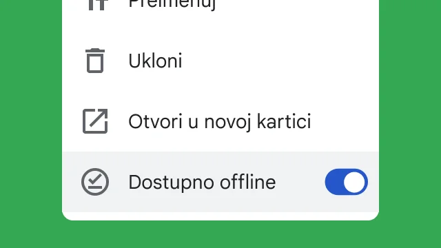 Prekidač omogućuje korisnicima pristup njihovim datotekama dok rade offline.