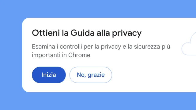 Un modulo isolato chiede agli utenti se vogliono esplorare la Guida alla privacy.