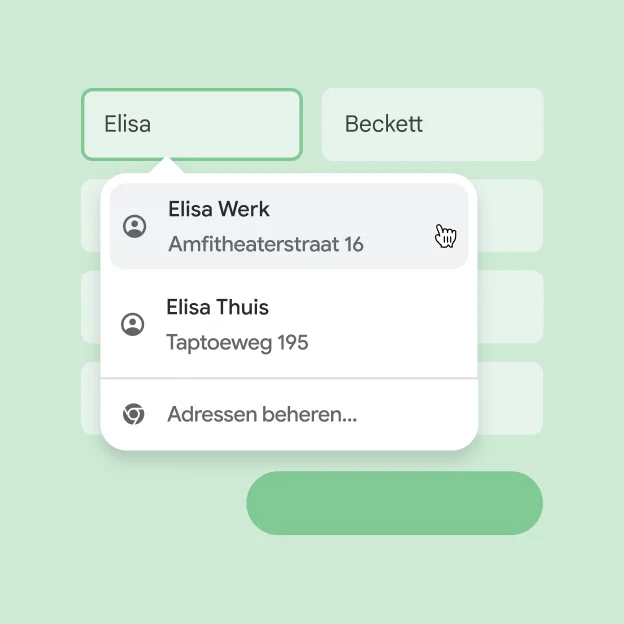 Een gebruiker kan direct hun naam en adres invoeren in een formulier via automatisch invullen.