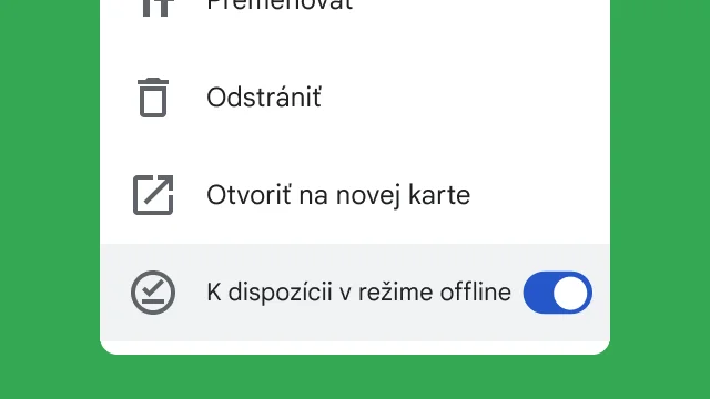 Prepínač umožňujúci používateľom prístup k súborom pri práci offline.