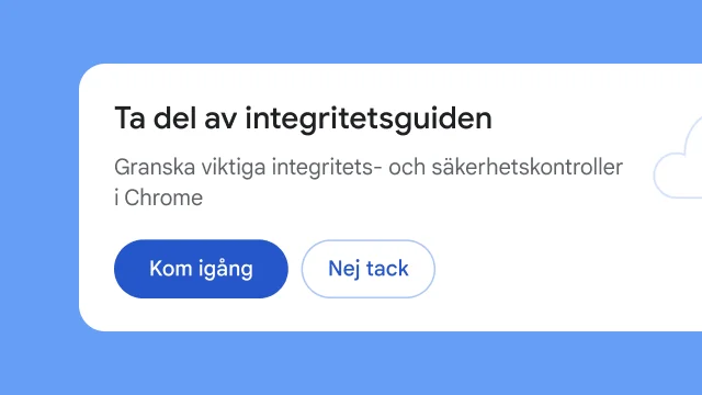En isolerad modul där användare blir tillfrågade om de vill utforska Integritetsguiden.